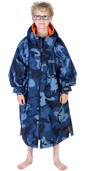 2025 Dryrobe Advance Junior Long Sleeve Changing Robe V3 V3KSLSDA - Blue Camo / Orange